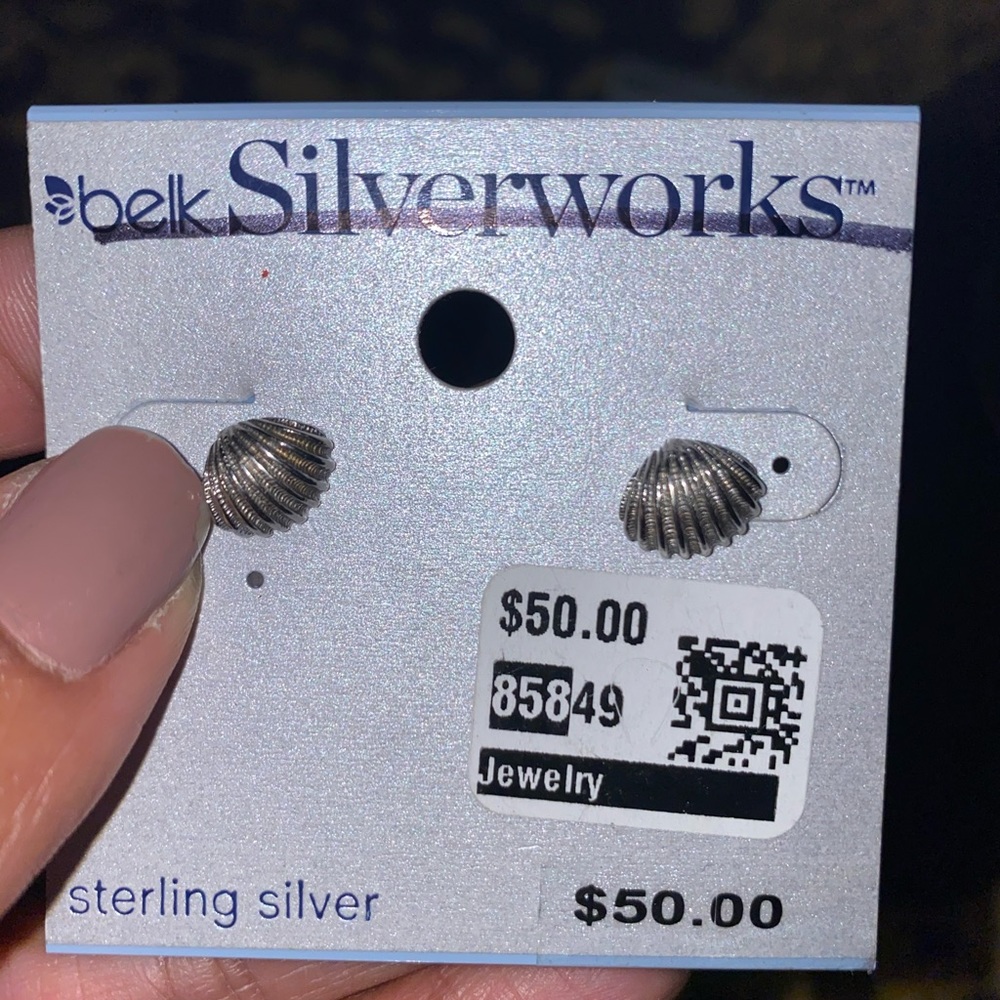 Sterling Silver Earring Small Shell - image 2